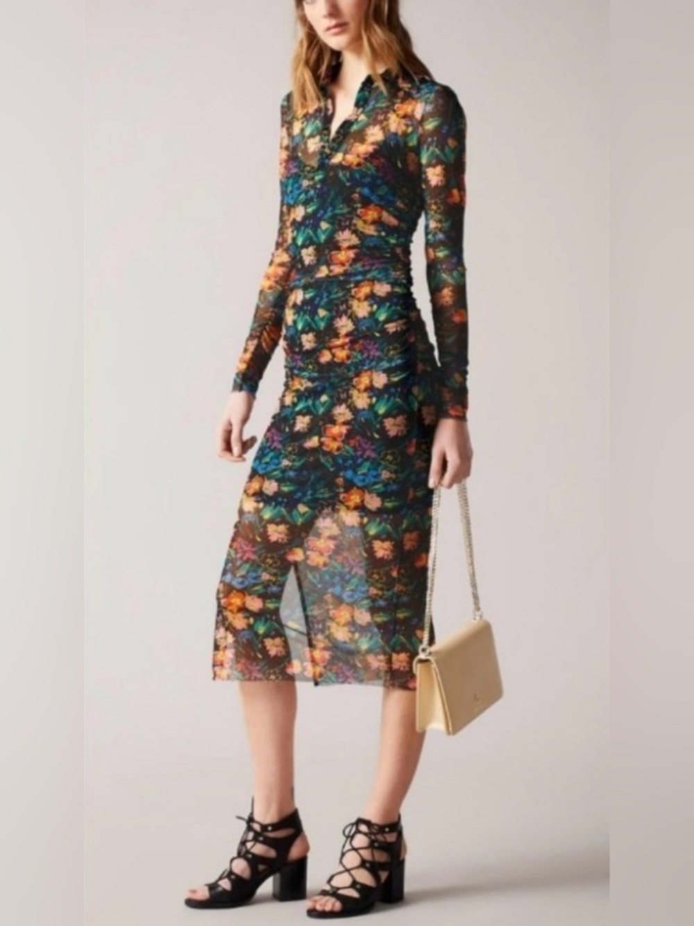 Ted Baker London Bbethaa Mesh Botanical Floral Shirt Dress Floral Button Down